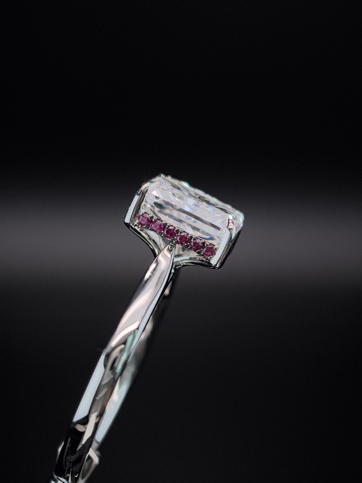 Sculpted radiant diamond engagement ring by RIAZ