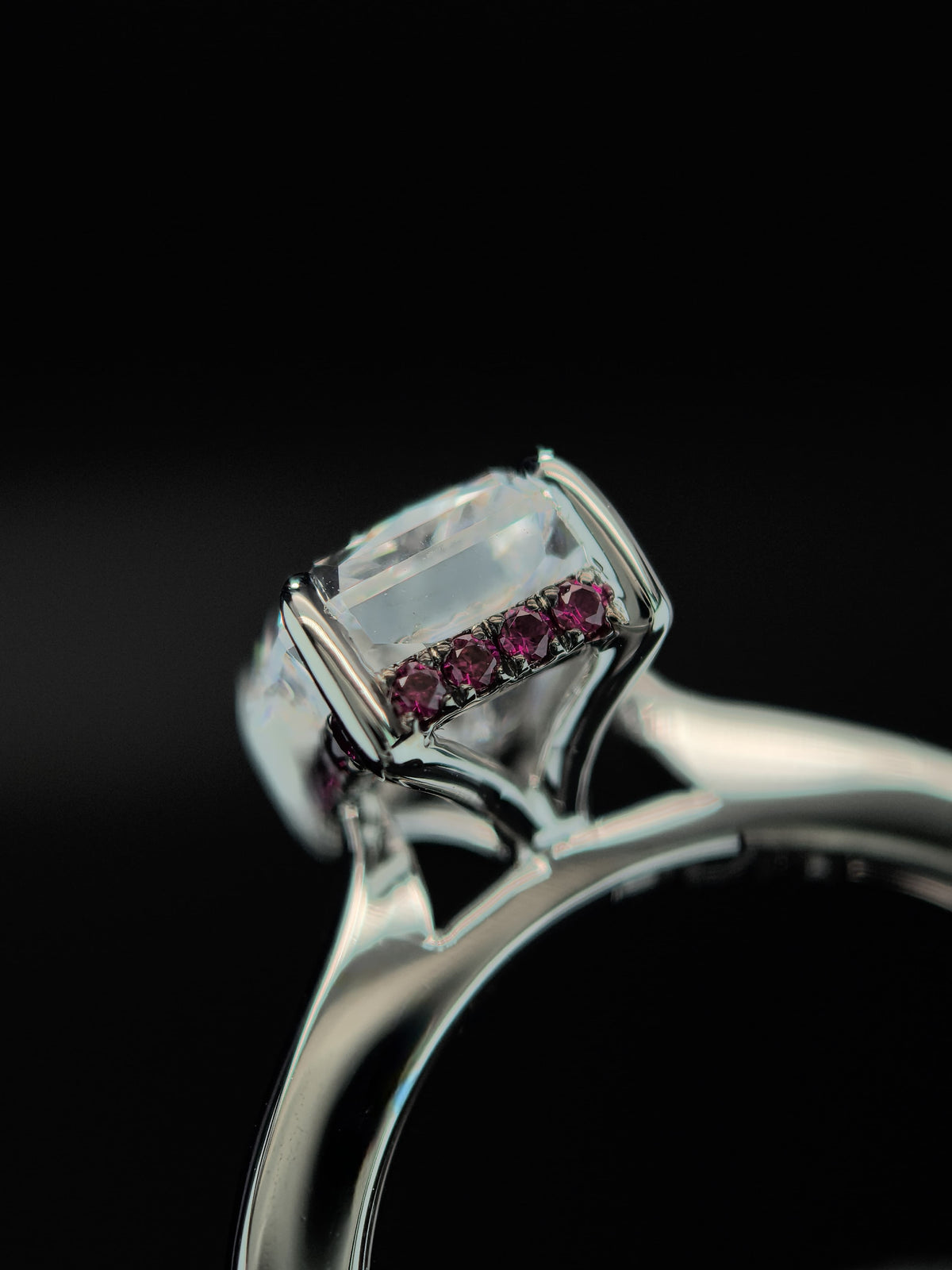 Sculpted radiant diamond engagement ring by RIAZ