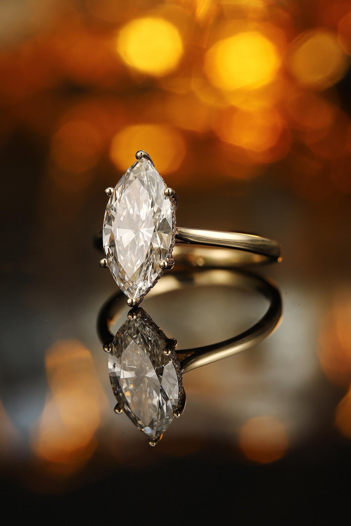 Marquise diamond engagement ring by RIAZ
