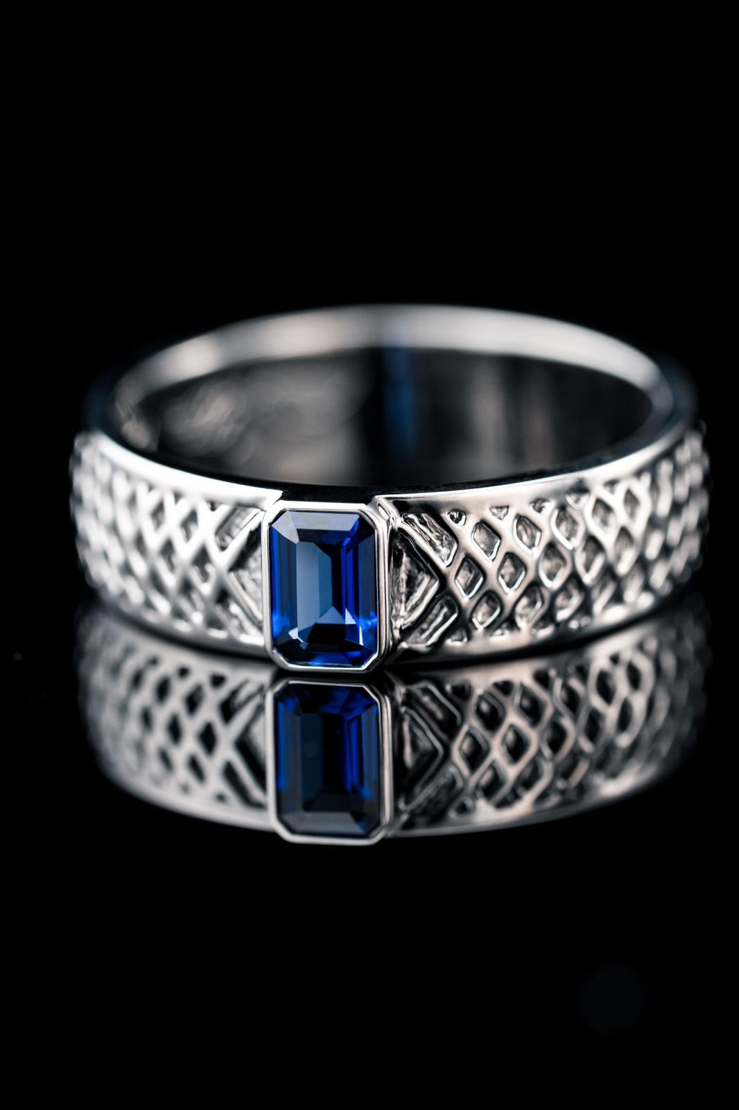 RIAZ blue gemstone band commission, studio view