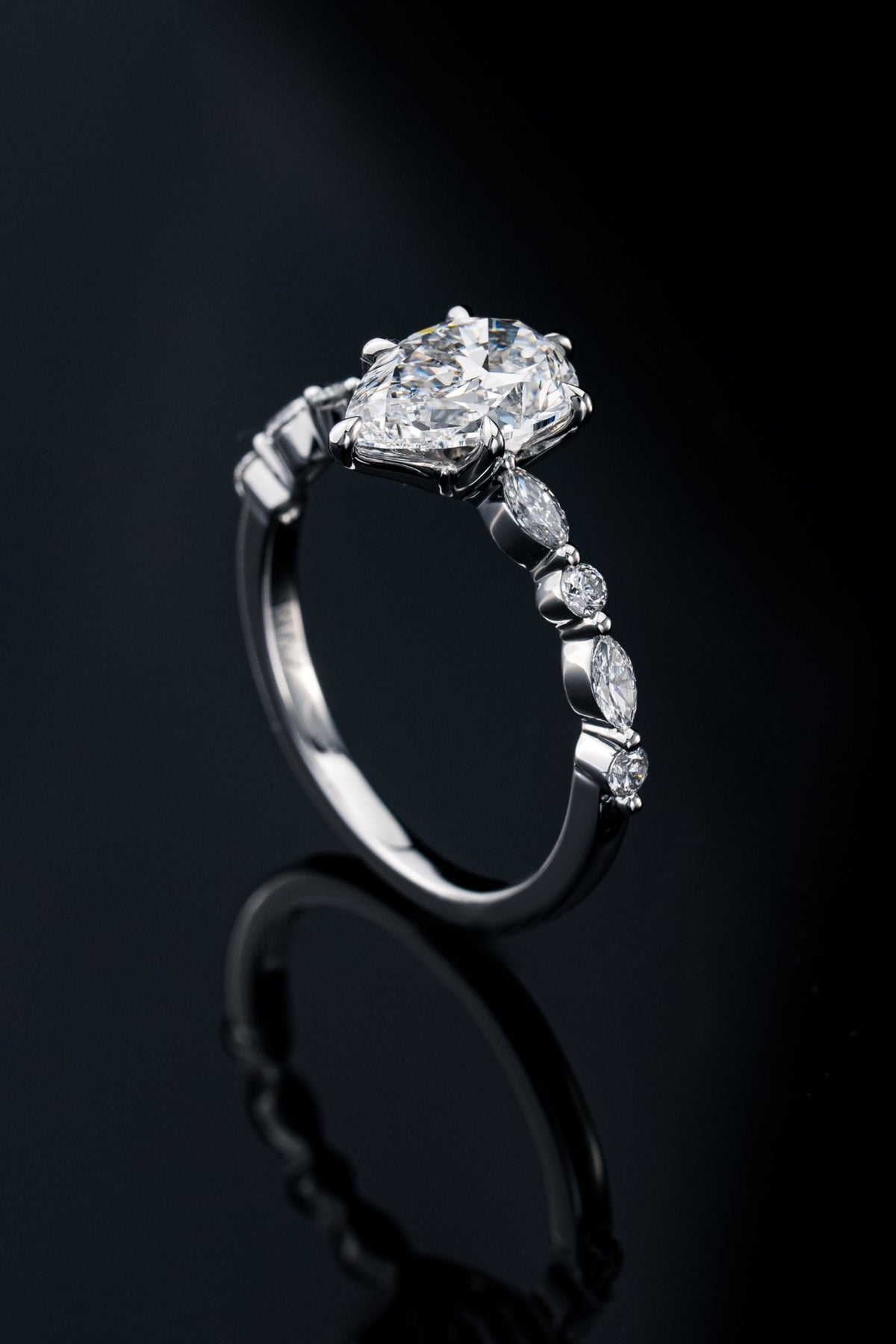 Pear-shaped diamond engagement ring by RIAZ
