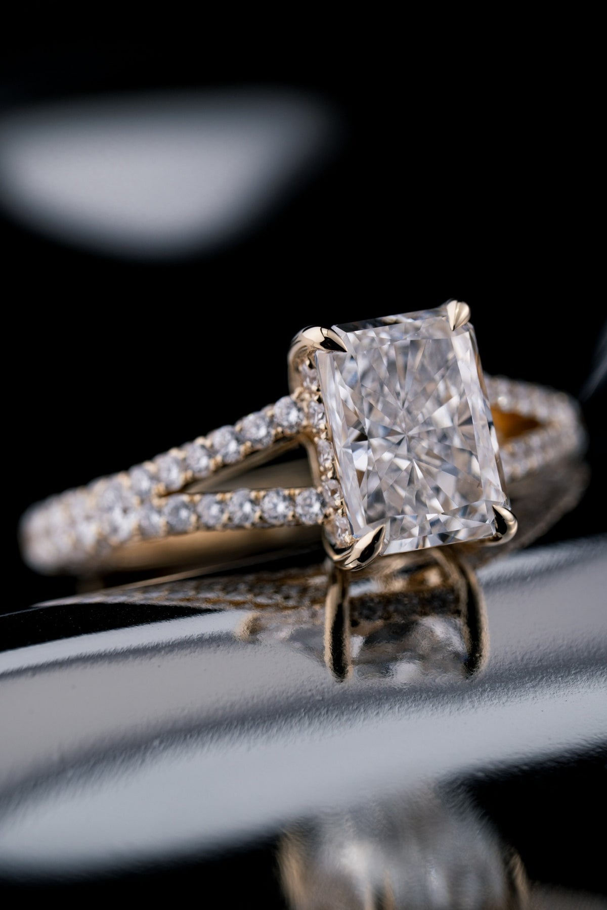 Radiant-cut diamond engagement ring by RIAZ