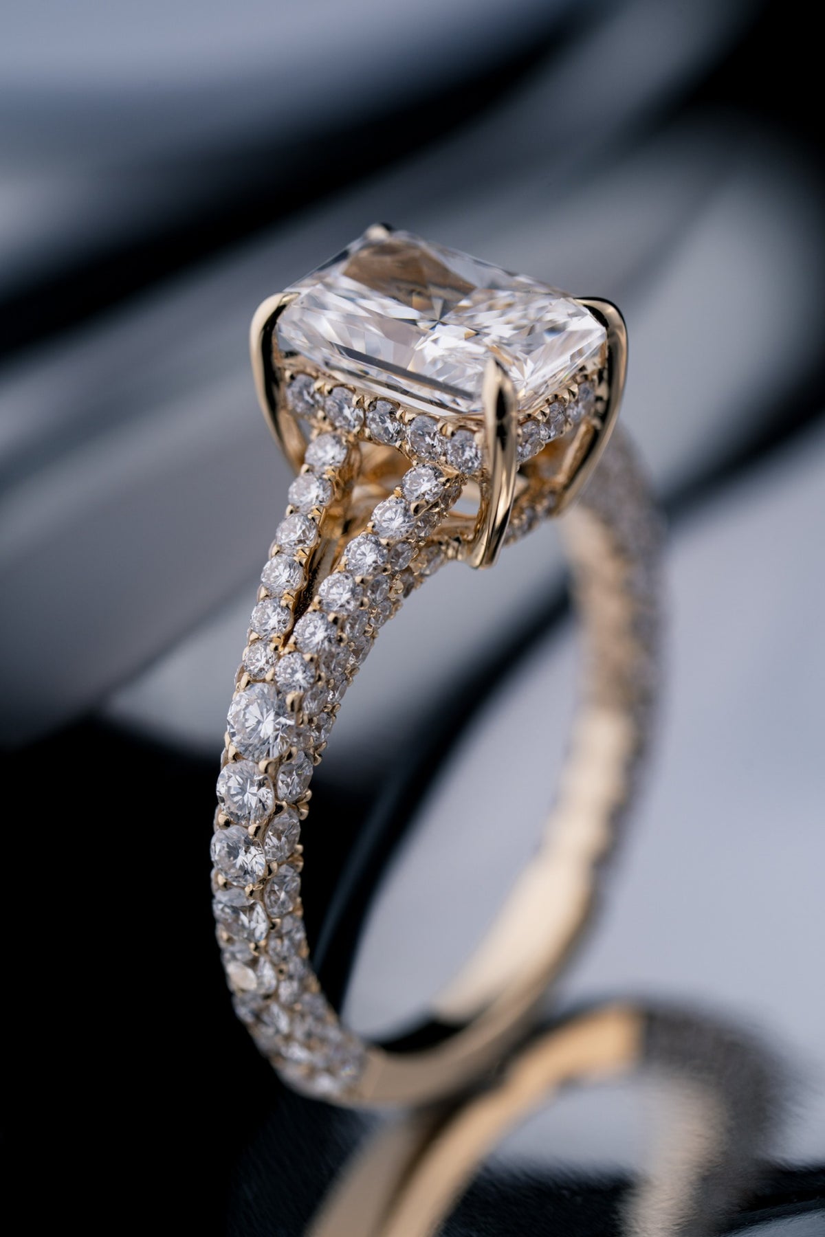 Radiant-cut diamond engagement ring by RIAZ