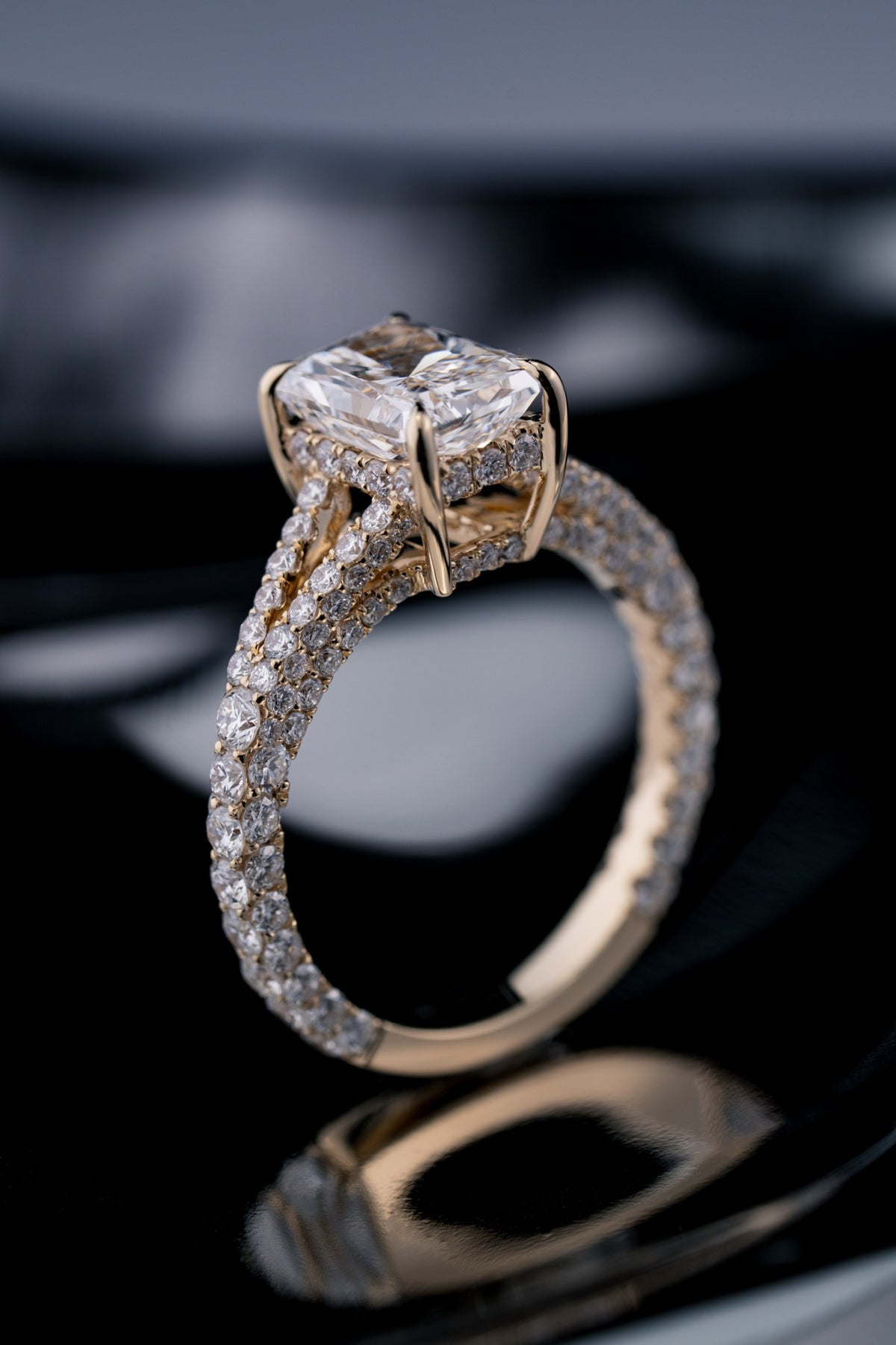 Radiant-cut diamond engagement ring by RIAZ
